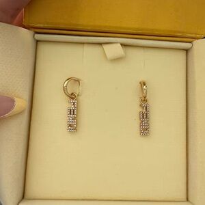 Fendi Gold and Silver Logo Earrings